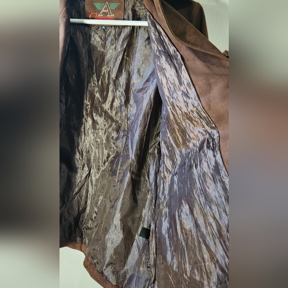 A Collezioni chocolate brown leather suede jacket coat women's size XL - Picture 8 of 11